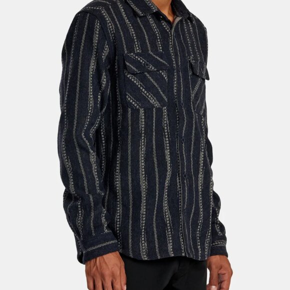 RVCA BLANKET Long-Sleeve Heavy Shirt BLACK - Men's XL SHACKET NEW WITH TAGS - Picture 3 of 6